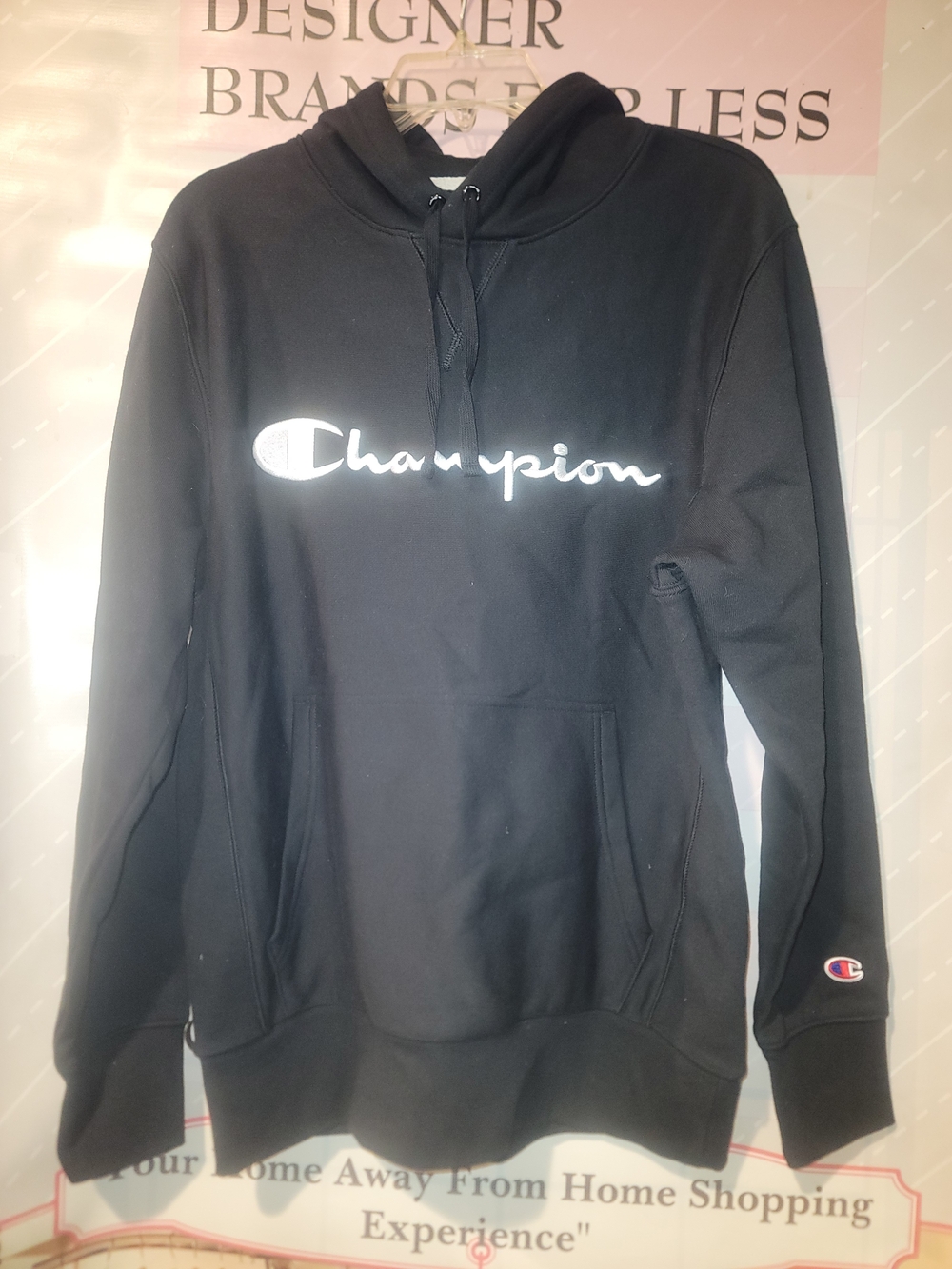 Champion Black Script Logo Hoodie